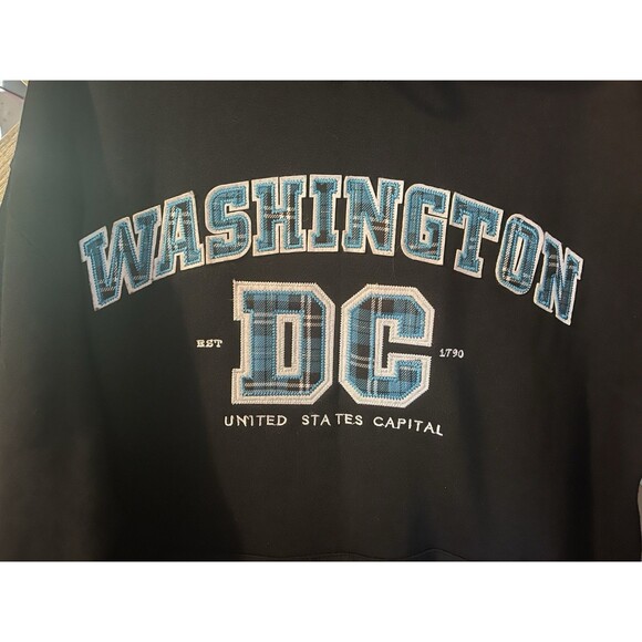 DC ONE WASHINGTON DC Pull-Over Style Black Hoodie Sweatshirt Size XL - Picture 5 of 10